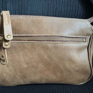 Roots Tan Leather Crossbody Bag